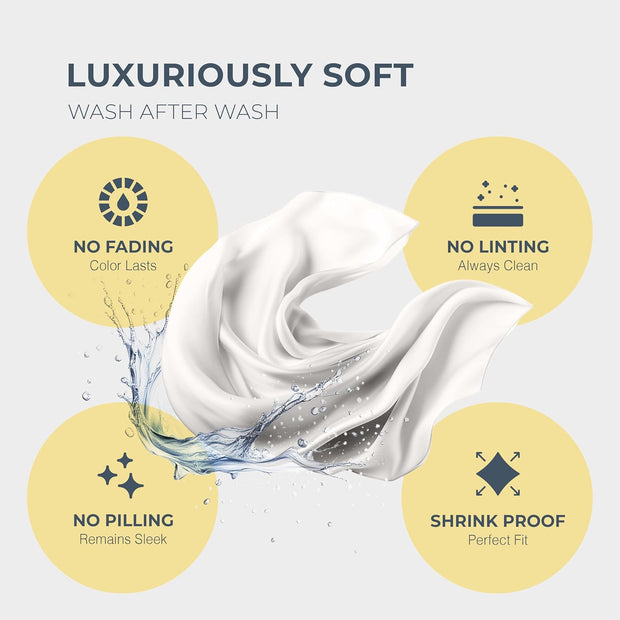 THREAD SPREAD 100% Egyptian Cotton King Size Sheets Set - Luxury 1500 Thread Count Egyptian Cotton Sheets King Size, Silky Soft, Cooling, Sateen Weave 17" Deep Pocket Bed Set - White