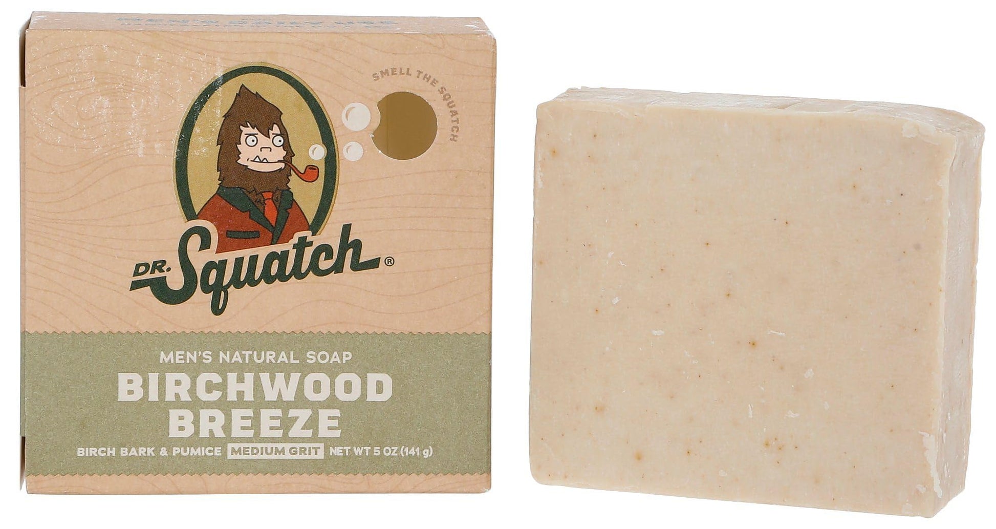 All Natural Bar Soap for Men with Medium Grit - Birchwood Breeze 5 Ounce (Pack of 1)