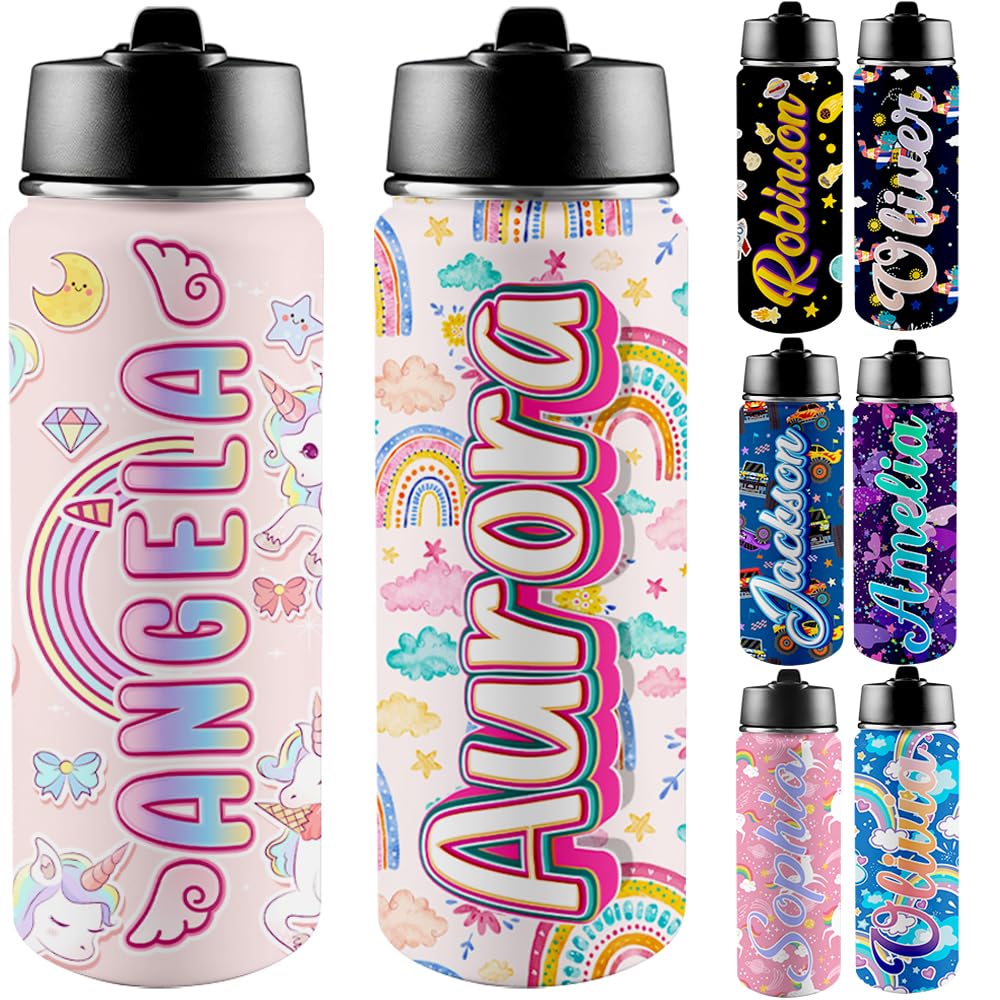 Custom Water Bottle with Photo, 18/32 oz Personalized Picture Stainless Steel Sports Water Bottle for Kids Men Women, Customize Double Wall Vacuum Insulated Bottle Birthday Gifts Water Bottle