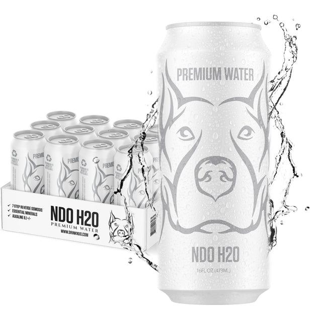 NDO H2O Premium Purified Water Case - 24 Pack (8.4 fl oz, Sparkling) | Reverse Osmosis Canned Water | Tested for Over 400 Impurities | Purified, Carbonated & Balanced | Alkaline & Minerals