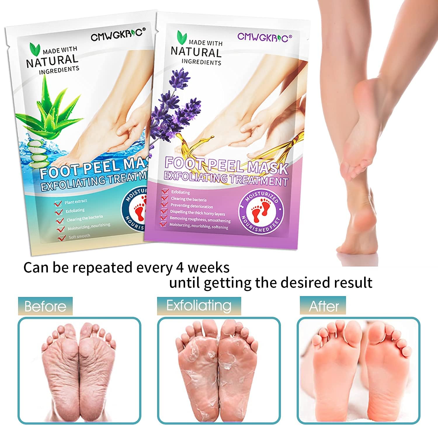 5 Pack Foot Peeling Mask,Exfoliator Peel Off Calluses Dead Skin Callus Remover,Foot Mask for Dry Cracked Feet,Foot Peel Masks for Men and Women Feet Peeling Mask for Fathers Day Gift for Husband