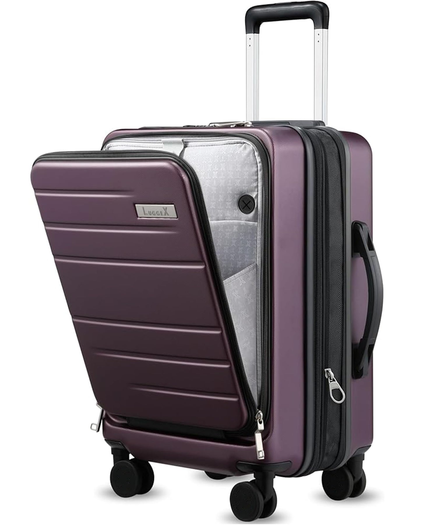 LUGGEX 28 Inch Luggage with Spinner Wheels, Expandable PC Hard Shell Checked Suitcase with Front Opening, Lightweight (Charcoal Metallic, 28 Inch)