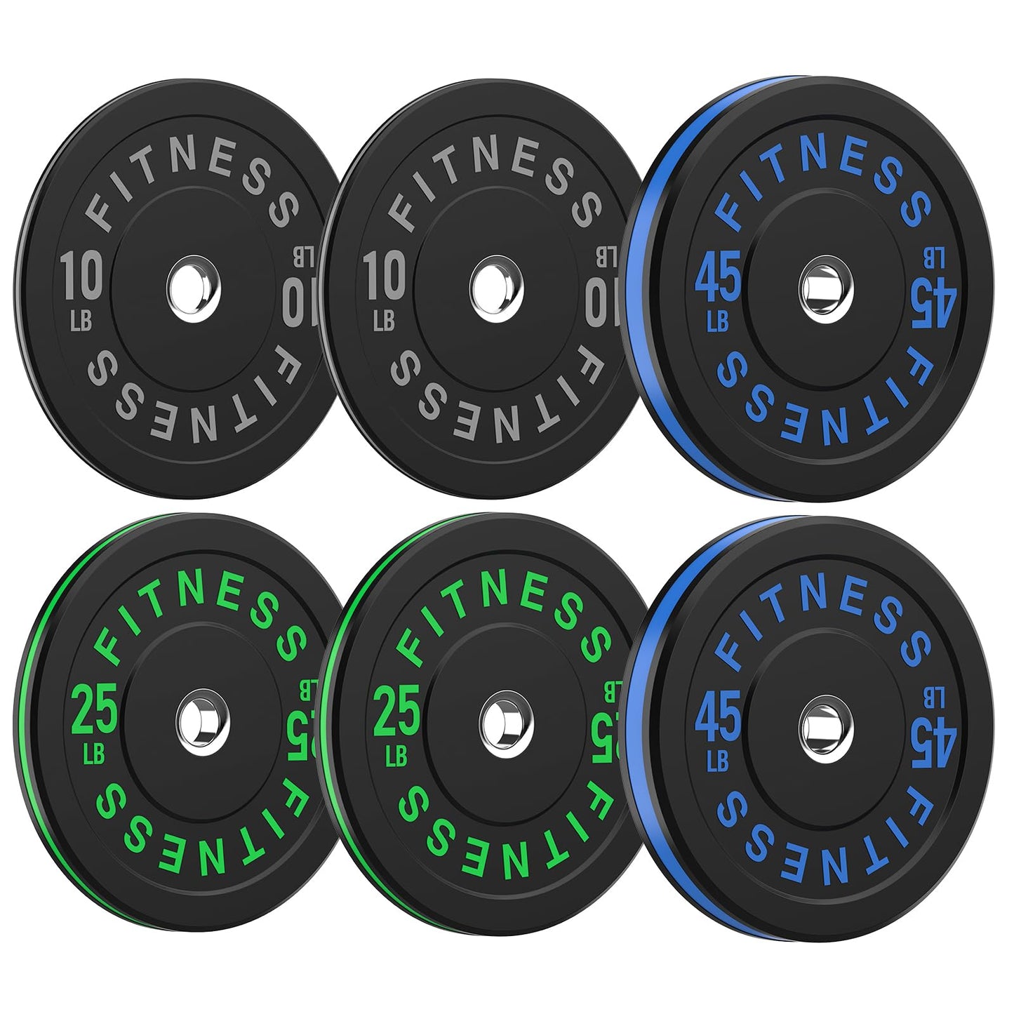 2 Inch Bumper Plates，10-500lbs，Barbell Rubber Olympic Weight Plates Set for Home Gym, Strength Training & Weight Lifting, Multiple Options Colors