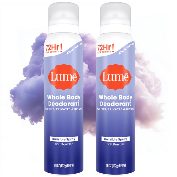 Lume Invisible Spray Deodorant For Women - Whole Body Deodorant Spray - 72 Hr Odor Control - Ozone Friendly, Natural Propellant - Aluminum & Baking Soda Free, Skin Loving - 2 pack (Clean Tangerine)