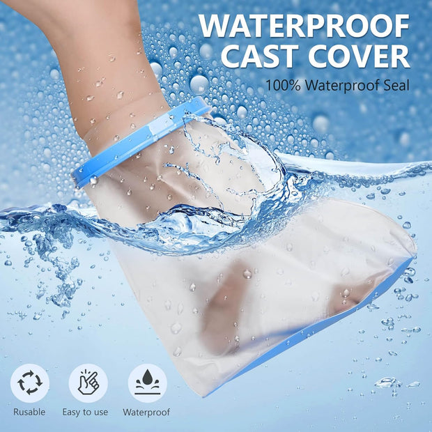 100% Waterproof Extra Wide Leg Cast Cover for Shower with Non-Slip Bottom Reusable Shower Boots Protector for Adult Leg Ankle Foot After Surgery Bandage Dressing Wound Immobilizer/Brace, Walking Boots