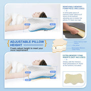 Pain Relief Cervical Pillow for Neck Support,Adjustable Ergonomic Pillow Cozy Sleeping,Odorless Orthopedic Memory Foam Pillows,Contour Bed Pillow for Side Back Stomach Sleeper
