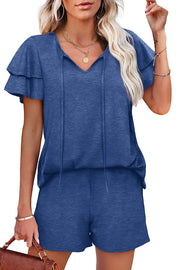 WIHOLL Summer Outfits for Women 2 Piece Short Sleeve V Neck Lounge Sets Casual