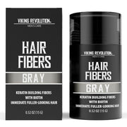 Viking Revolution Black Hair Fibers for Thinning Hair Men - Thick Fiber for Bald Spot Cover Up - Hair Building Fibers with Kerating and Biotin - Hair Fiber for Men for Thicker and Fuller Look (0.52oz)
