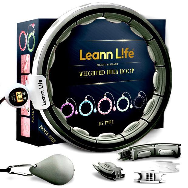 U5-16 Knots Waist 28”- 46”, Silent Smart Weighted Hula Hoop for Adults Weight Loss, Infinity Hoop Plus Size, Home Outdoors Fitness Exercise, Abdominal Toner