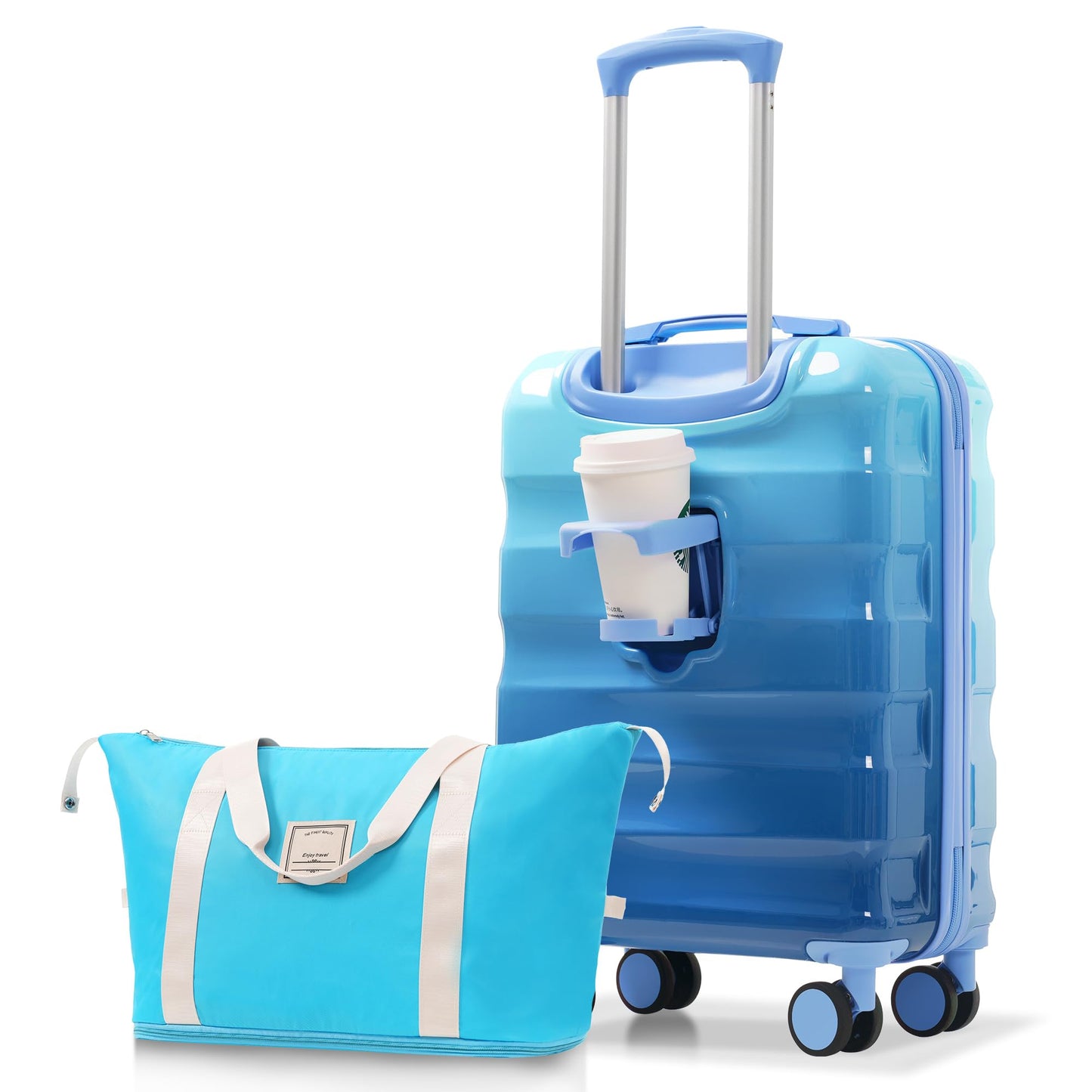 Merax 3 Luggage Sets, ABS Hardshell Suitcase Spinner Wheels with USB Port TSA Lock, Blue and Navy, 20/24/28 Inch