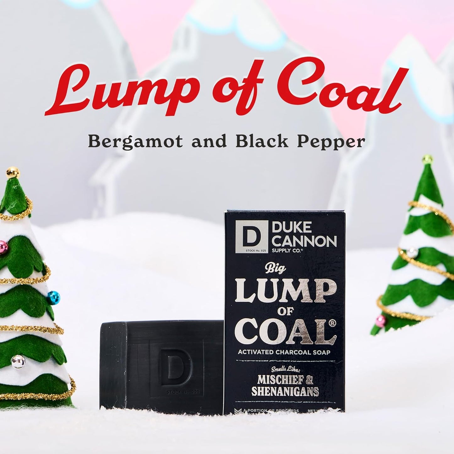 Duke Cannon Supply Co. Big Lump of Coal Soap Bar for Men Holiday Edition (Bergamot & Black Pepper Scent) Extra Large, Paraben-free, All Skin Types, 10 oz. (3 Pack)