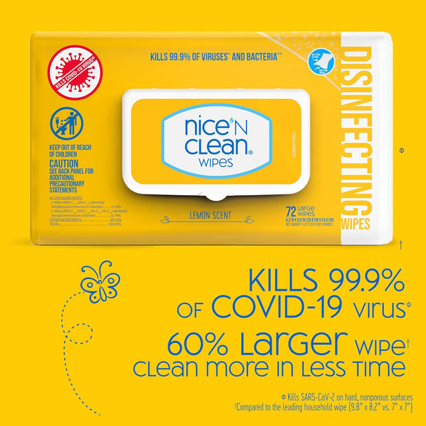 Nice 'N Clean Disinfecting Surface Wipes 304ct | Cleans & Disinfects Home & Kitchen Surfaces | Fresh & Lemon Scent