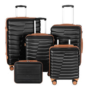 Lightweight Luggage with Spinner Wheels & YKK Zipper, Hard Shell 3-Piece Suitcase ABS+PC Hardside Luggage Set with TSA Lock for Men Travel, Black (20+24+28 inch)