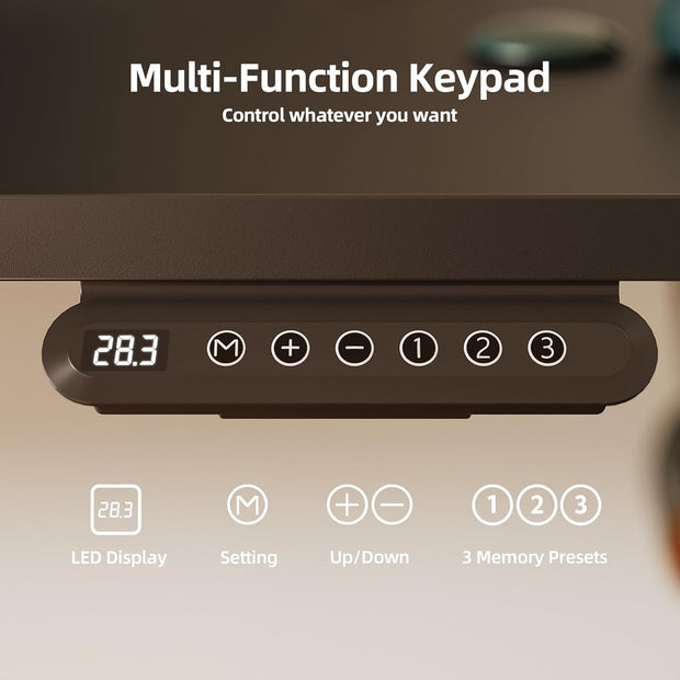 INNOVAR Electric Standing Desk, Adjustable Height Stand up Desks, 48 x 24 Inches Sit Stand up Desk for Home Office Computing, 3-Preset Memory Height Ergonomic Rising Desks, Black