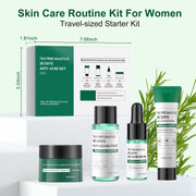 Skincare Mini Kit, Tea Tree Skin Care Sets & Kits, Acne Skincare Set Gifts, Anti Acne Facial Kit Gifts for Women,Cleanser, Toner, Serum, Cream,Oil Control Facial Kit, Airplane Friendly Sizes