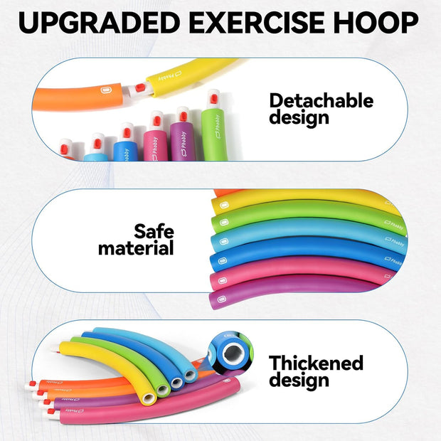Weighted Exercise Hoop for Adults, 2.2lb&2.8lb Adjustable Fitness Hoop, 8 Detachable Hoop Sections with Jump Rope & Storage Bag, Home Gym Workout