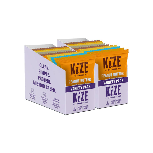 KiZE Energy Bars - Peanut Butter - Gluten Free, Non-GMO, and High Protein Meal Replacement Energy Bars, Clean and Simple Food Ingredients - 10g High Protein Snacks, (10 Count)