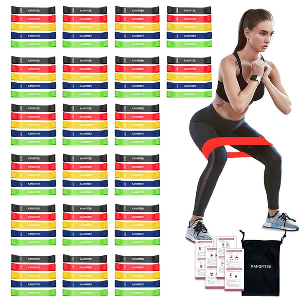 100 PCS Bulk Resistance Bands, Loop Exercise Bands Set for Gym Members Sports Class Students Gift, 5 Pieces Each Set with Storage Bag, Fitness Bands for Outdoor Home Gym Yoga Pilates