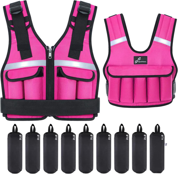 Sportneer Adjustable Weighted Vest Weights: 2-18 lbs/2-40 lbs Washable Weight Vest 16 In 1 Fast Adjust Rucking Vest for Women and Men Home Gym Workout Fitness Strength Training Vests