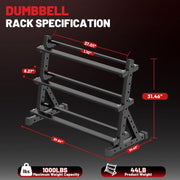 PAPABABE Hex Dumbbell Set with Rack, Rubber Encased Free Weight with Weight Storage Racks, Multiple Weight Options for Home Gym and Fitness