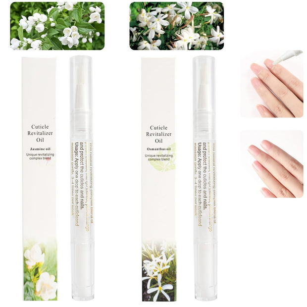 Meschett 2PCS Cuticle Oil Pens for Nail Care,Cuticle Revitalizer Oil Pen with Soft Brush,Cuticle Oil to Prevent Nail Cracking and Dry (Peach & Strawberry Flavor)