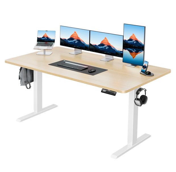 HUANUO 48" x 24" Electric Standing Desk Adjustable Height, 4 Memory Height Settings, Headphone Hook, Cable Manager, Sit Stand Up Desk for Home Office & Computer Workstation, Black