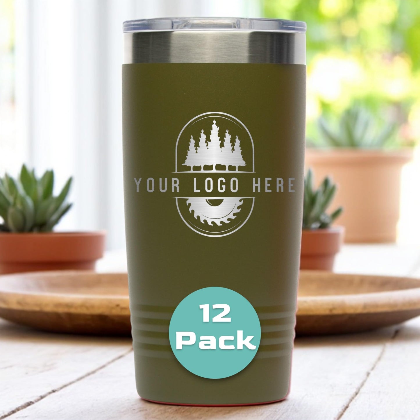 20oz Stainless Steel Tumbler - Upload Your Logo, Custom Engraved, Double Wall Vacuum Insulated Travel Mug, Ideal for Corporate Gifts, Events, and Sports Teams
