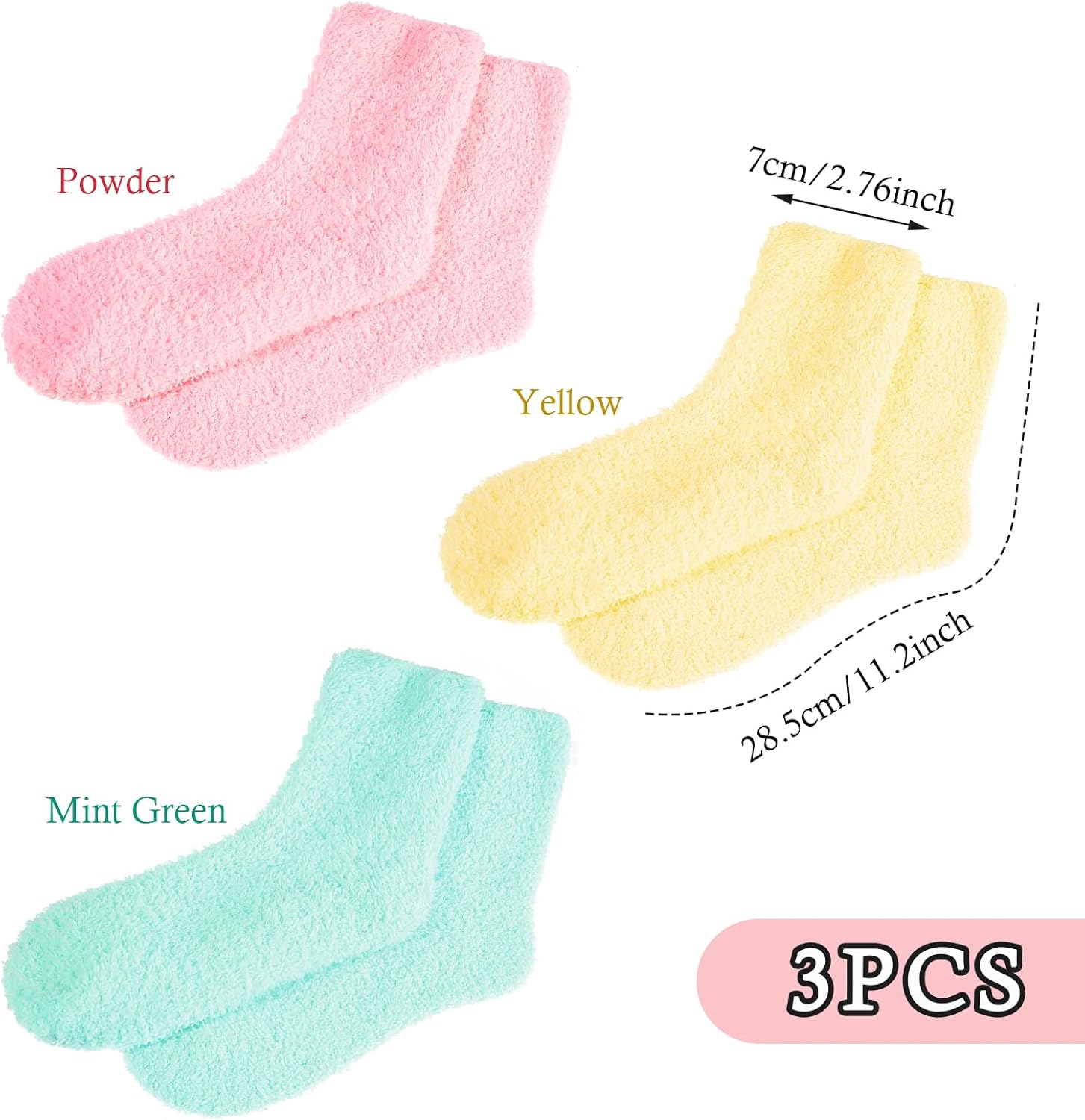 3Pairs Aloe Socks Moisturizing Spa Socks Sleeping Fuzzy Socks for Dry Feet Overnight, Non Slip Coral Fleece Lotion Socks Women Spa Pedicure Foot Care Socks for Repairing Dry Feet,Cracked Heel