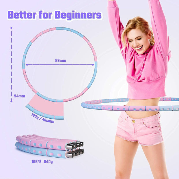 Weighted Detachable Exercise Ring, 2 to 5lb Adjustable, 8 Sections Portable for Indoor and Outdoor, Great for Adults and Beginners, by SEANCHEER