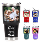 Personalized Tumbler with Picture Name Text Logo, 20oz Stainless Steel Custom Travel Coffee Mug Cup | Birthday Graduation Wedding Appreciation Personalized Gifts for Mom Dad Teacher