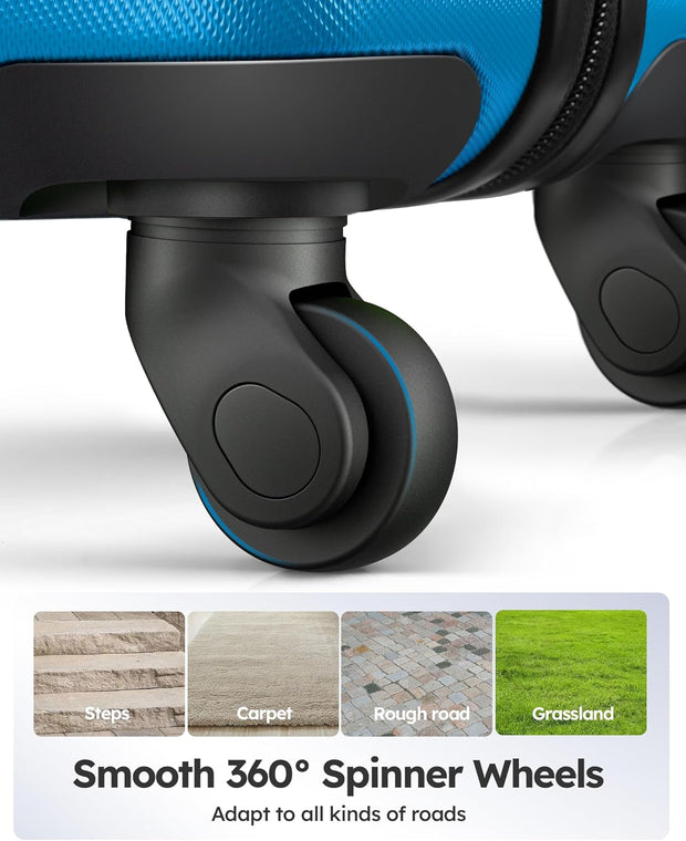 Suitour Luggage 3 Piece Sets Hard Shell Luggage Set with Spinner Wheels, TSA Lock, 20 24 28 inch Travel Suitcase Sets, Cerulean Blue