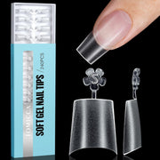 TOMICCA Short Coffin Nail Tips, 240Pcs Acrylic Half Cover Nail Tips Coffin, No C Curve Full Matte Gel Nail Tips Short, Nail Extension Tips for Beginner and Professional 12 Sizes