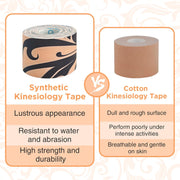 OK TAPE Patterned Kinesiology Tape, Elastic Physical Therapy Athletic Tape for Pain Relief & Muscle Support, Uncut Kinetic Tape, 2in x 16.4ft- 2 Rolls (Rose)