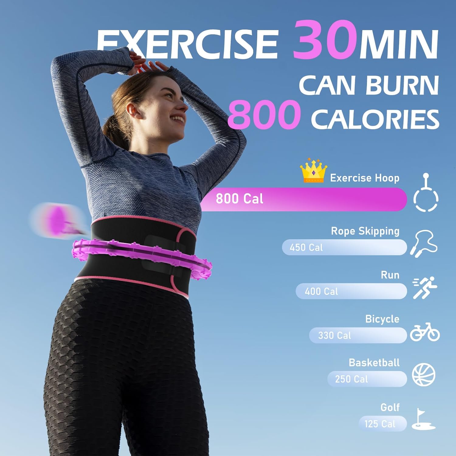Weighted Hula Circle for Adults Weight Loss, Infinity Fitness Hoop Plus Size 51 Inch with Sweat Belt, Include 27 Detachable Links and Waist Trainer for Women