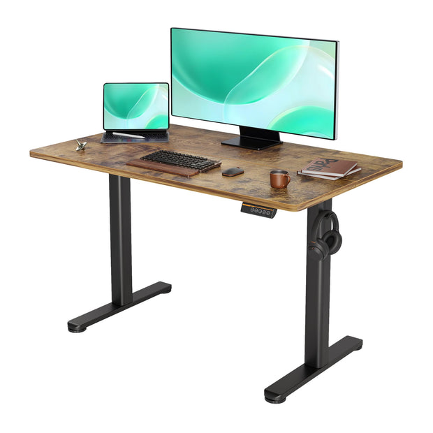 YDN Electric Standing Desk Adjustable Height, 40 x 24 Inches Stand up Desk with Cable Management, Home Office Desks with Splice Board & White Frame, White Top