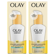 Olay Face Moisturizer, Complete with Sunscreen SPF 30, Fragrance-Free for Sensistive Skin, Broad Spectrum Sun Protection, Long-Lasting Hydration, Non-Comedogenic - Vitamin E & Aloe - 2.5 Oz - 2 Pack