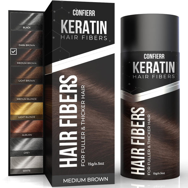 Keratin Hair Fibers for Men & Women - Fill In Fine or Thinning Hair, Instantly Thicker, Fuller Looking Hair (Black, 15g)