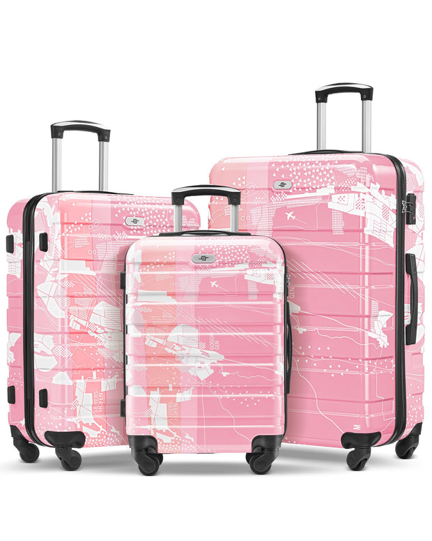 Suitour Luggage 3 Piece Sets Hard Shell Luggage Set with Spinner Wheels, TSA Lock, 20 24 28 inch Travel Suitcase Sets, Cerulean Blue