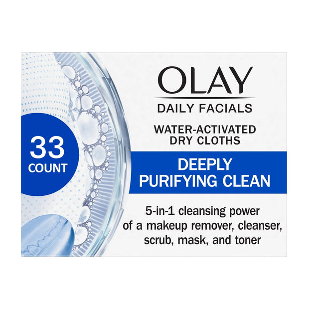 Olay Daily Deeply Clean 2-in-1 Water Activated Cleansing Face Cloths 33ct (Pack of 4)