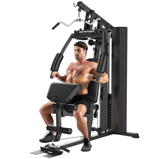 Sportsroyals Home Gym, Workout Equipment, 154LBS Weight Stack, Home Gym Equipment, Exercise Equipment, Multi Home Gym Station, Full Body Strength Training