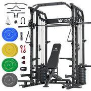 Major Fitness Drone2 Advanced Training Smith Machines– All-in-One Home Gym Squat Rack with Aluminum Pulley Set , Weight Bar, Dual LAT Pull-Down Systems & Cable Crossover Machine for Full-Body Workouts