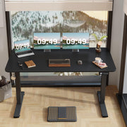 Furmax Electric Height Adjustable Standing Desk Large 55 x 24 Inches Sit Stand Up Desk Home Office Computer Desk Memory Preset with T-Shaped Metal Bracket, Black