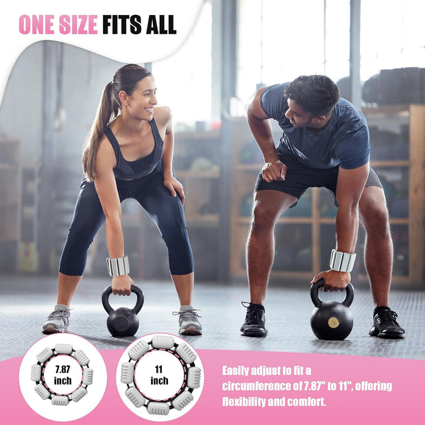 Pilates Wrist Ankle Weights for Women, Wearable Strong Arm & Leg Weights Set of 2(1 lb/2.2 lbs Each), Adjustable Ankle Weights for Walking, Yoga, Dance, Barre, Gym