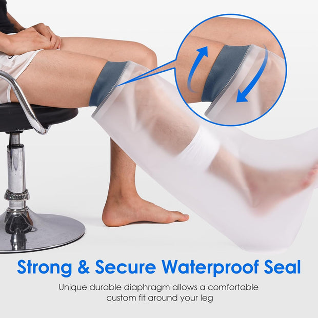 Waterproof Cast Cover for Shower Ankle Wound Protector Bath Adult Watertight Cast Bag Showering for Surgery Foot, Ankle, Burns Reusable (A-Foot)