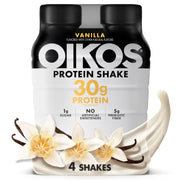 Oikos Protein Shake, Chocolate, 30g High Protein Drinks, Shelf Stable, Ready to Drink, 5g Prebiotic Fiber, 12 fl oz Bottle, 12 Count​