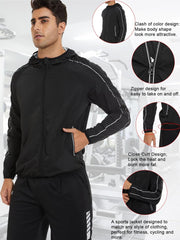 SEXYWG Sauna Suits for Men Workout Sauna Jackets Zipper Sweat Jackets Gym Heat Trapping Hoodie Top Shaper Long Sleeve Suits