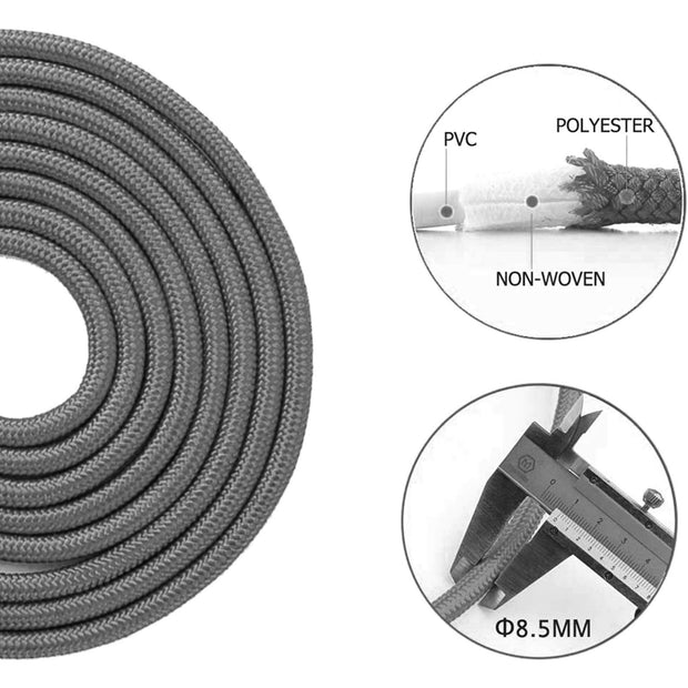 Redify Weighted Jump Rope for Workout Fitness(1LB), Tangle-Free Ball Bearing Rapid Speed Skipping Rope for MMA Boxing Weight-loss,Aluminum Handle Adjustable Length 9MM Fabric Cotton+9MM Solid PVC Rope (Grey)