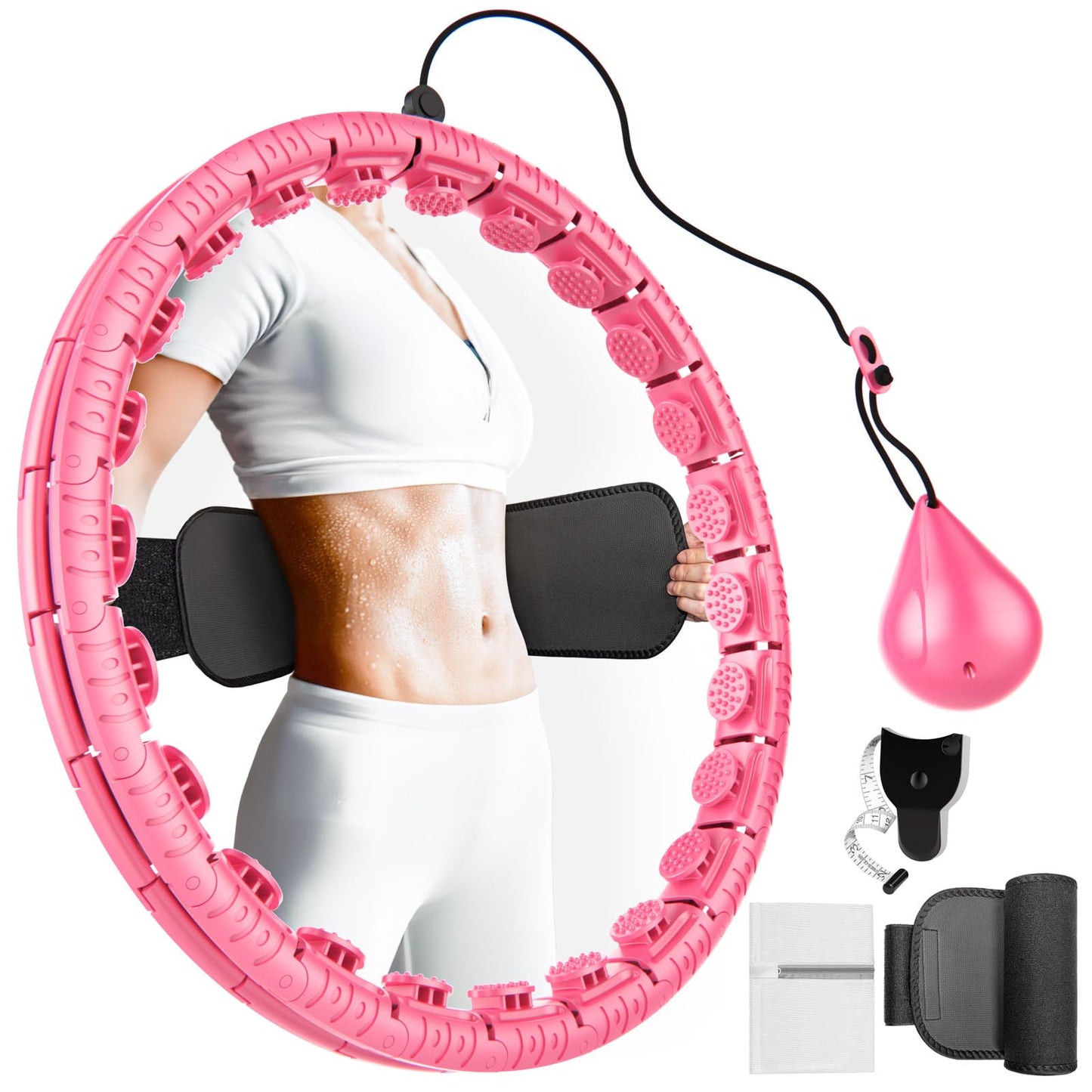 Weighted Hula Hoop for Adults Weight Loss,Infinity Weighted Hoop Plus Size with Sweat Belt,Waist Trainers for Women,Exercise Hula Hoop Womens Weight Loss At Home