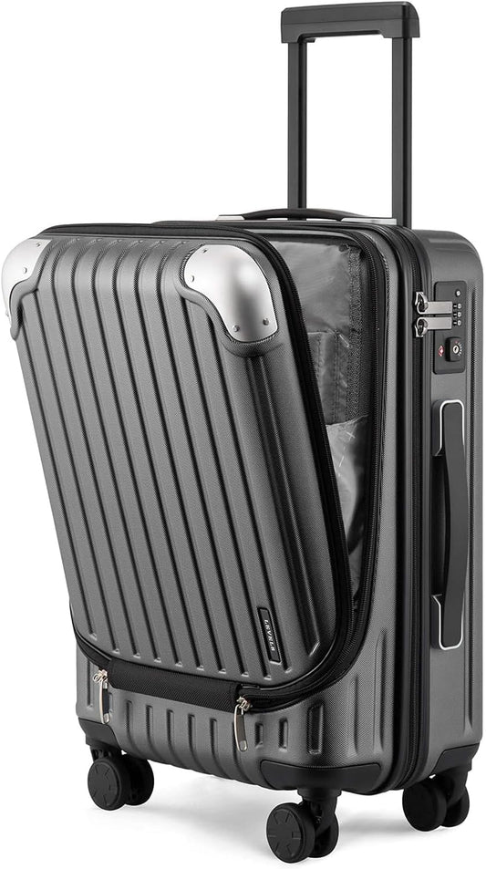 LEVEL8 Grace Carry On Luggage, 20 Inch Hardside Suitcase, Abs+Pc Harshell Spinner Luggage with Tsa Lock, Spinner Wheels, Grey, 20-Inch Carry-On
