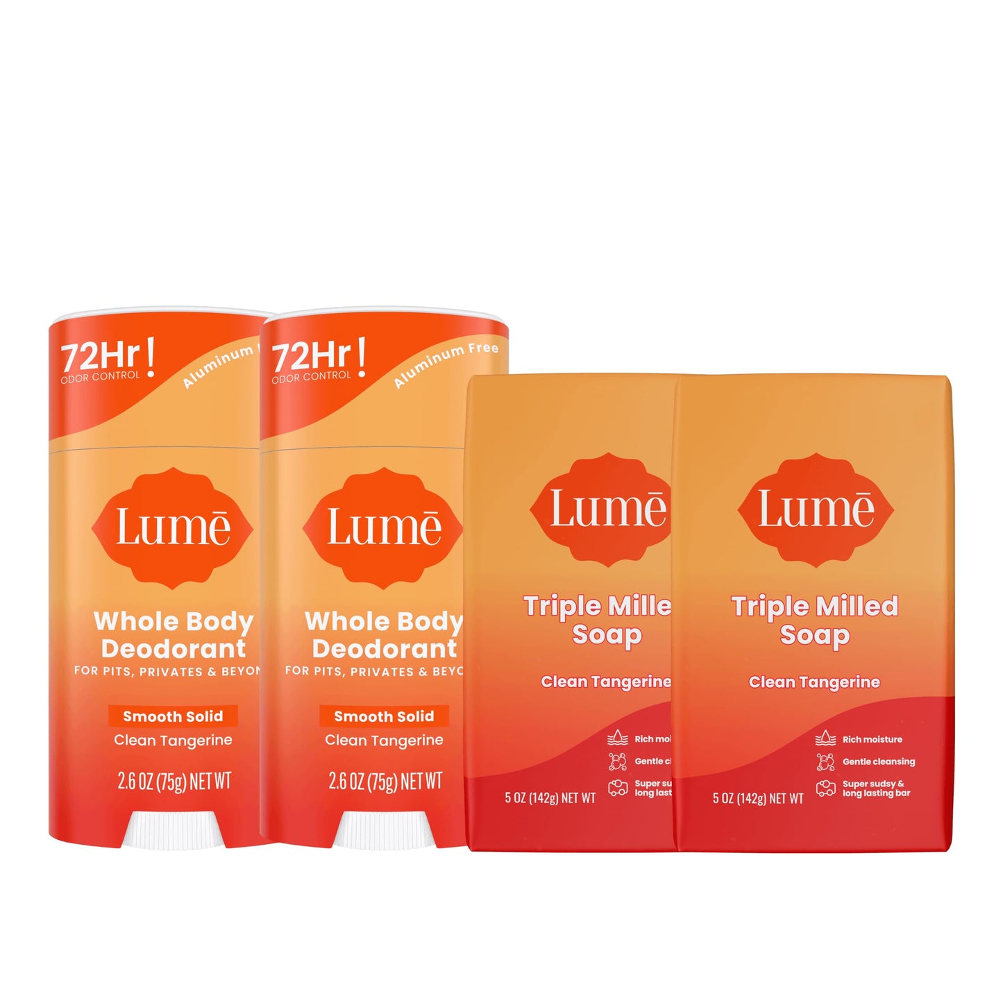 Lume Whole Body Deodorant And Soap - 2.6 Ounce Smooth Solid Stick With 72 Hour Odor Control and 5 Ounce Triple Milled Soap - Aluminum Free, Baking Soda Free and Skin Loving (Peony Rose)